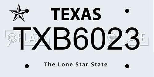 TXB6023 Texas License Plate