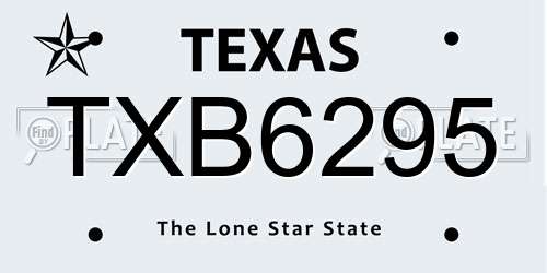 TXB6295 Texas License Plate