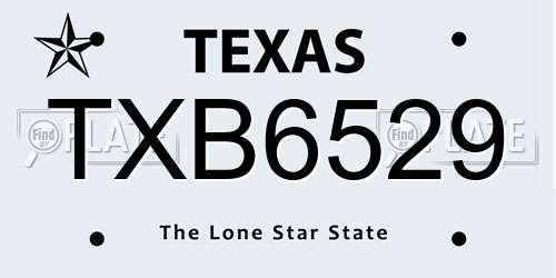 TXB6529 Texas License Plate