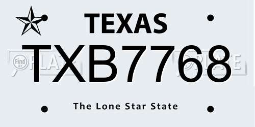 TXB7768 Texas License Plate
