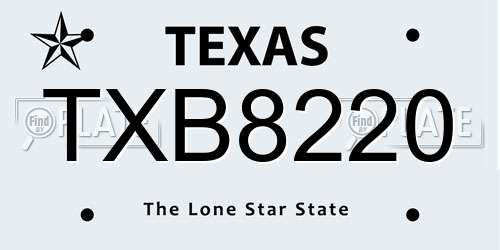 TXB8220 Texas License Plate