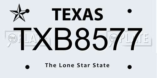 TXB8577 Texas License Plate