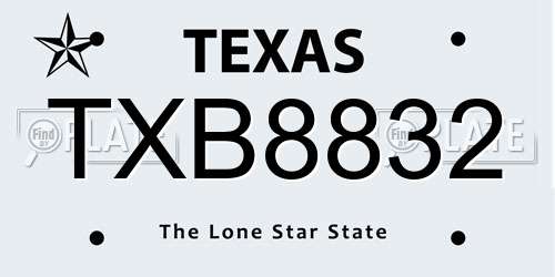TXB8832 Texas License Plate