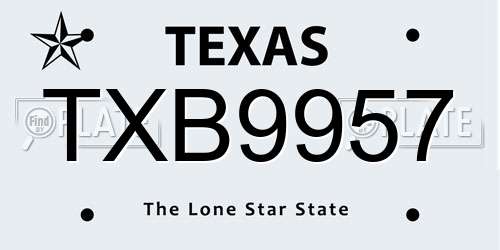 TXB9957 Texas License Plate