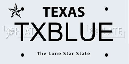 TXBLUE Texas License Plate