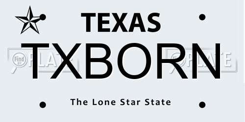 TXBORN Texas License Plate
