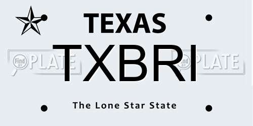 TXBRI Texas License Plate