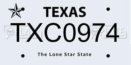 TXC0974 Texas License Plate