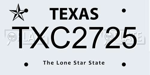 TXC2725 Texas License Plate