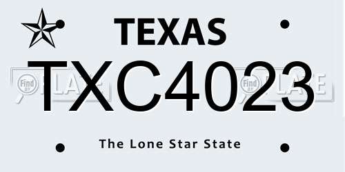 TXC4023 Texas License Plate