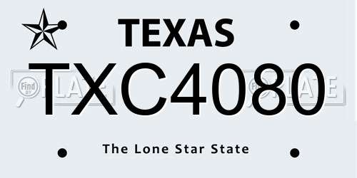 TXC4080 Texas License Plate