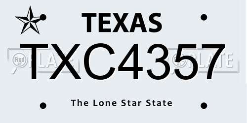 TXC4357 Texas License Plate