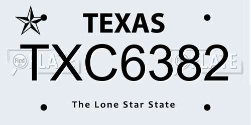 TXC6382 Texas License Plate
