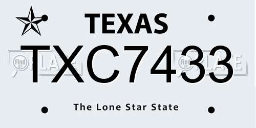 TXC7433 Texas License Plate