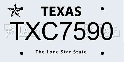 TXC7590 Texas License Plate