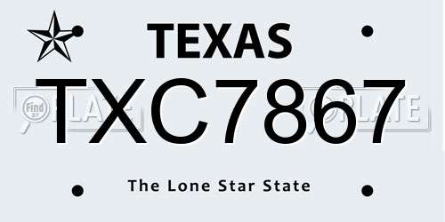 TXC7867 Texas License Plate