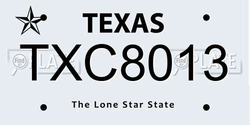 TXC8013 Texas License Plate