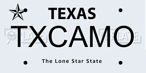 TXCAMO Texas License Plate