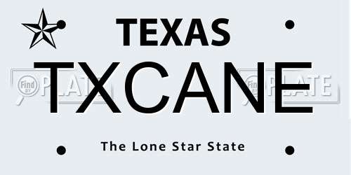 TXCANE Texas License Plate