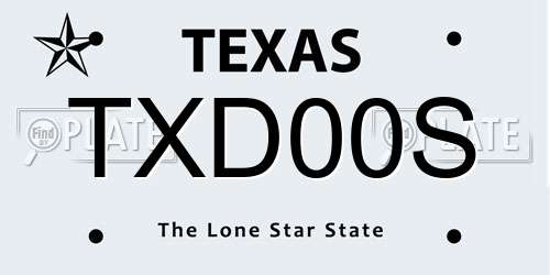 TXD00S Texas License Plate