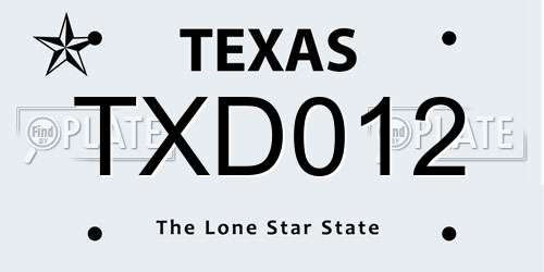 TXD012 Texas License Plate