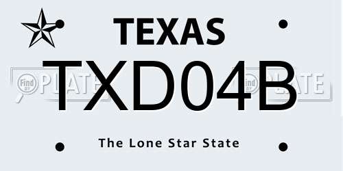 TXD04B Texas License Plate