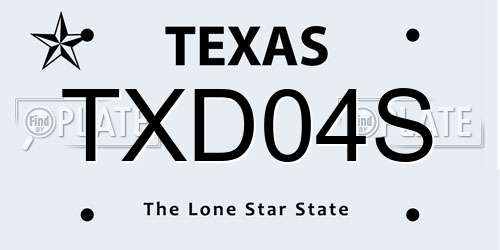 TXD04S Texas License Plate