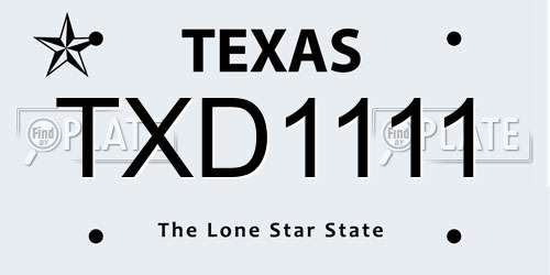TXD1111 Texas License Plate