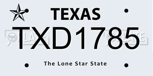 TXD1785 Texas License Plate