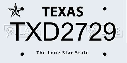TXD2729 Texas License Plate