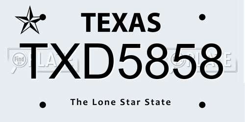 TXD5858 Texas License Plate
