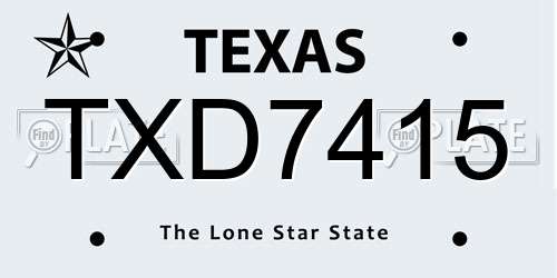 TXD7415 Texas License Plate