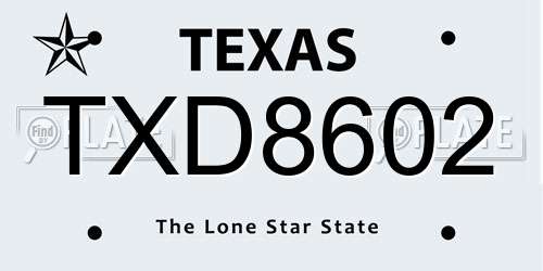 TXD8602 Texas License Plate