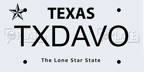 TXDAVO Texas License Plate