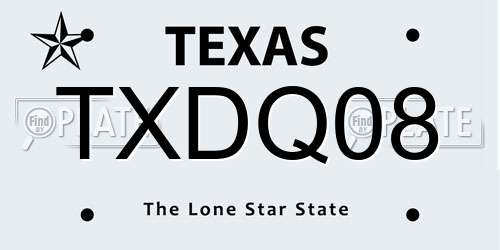 TXDQ08 Texas License Plate