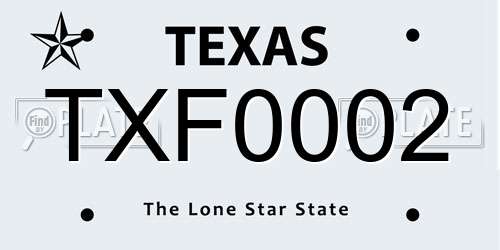 TXF0002 Texas License Plate