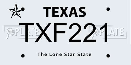 TXF221 Texas License Plate