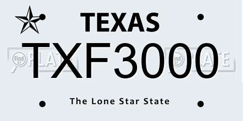 TXF3000 Texas License Plate