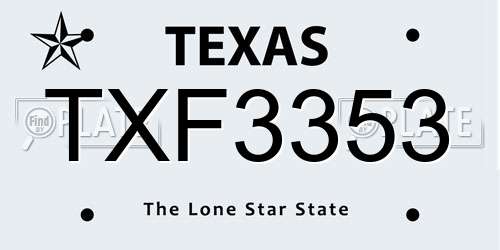 TXF3353 Texas License Plate