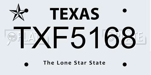 TXF5168 Texas License Plate