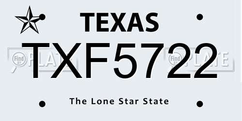 TXF5722 Texas License Plate