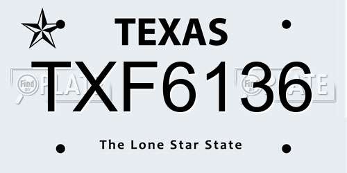 TXF6136 Texas License Plate