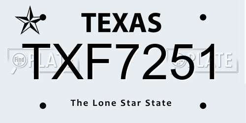 TXF7251 Texas License Plate