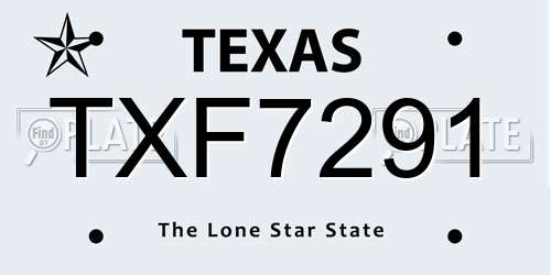TXF7291 Texas License Plate