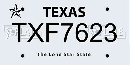 TXF7623 Texas License Plate