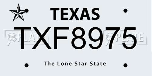 TXF8975 Texas License Plate