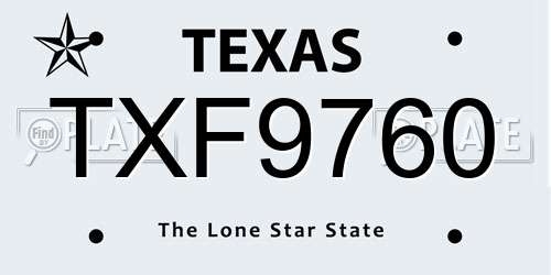 TXF9760 Texas License Plate
