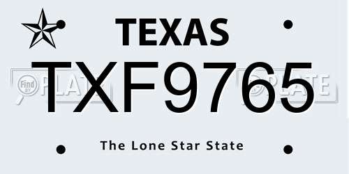 TXF9765 Texas License Plate