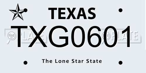 TXG0601 Texas License Plate