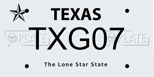 TXG07 Texas License Plate